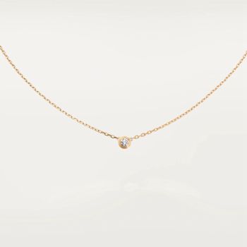 卡地亚cartier damour系列18k黄金镶嵌钻石圆形吊坠小型款女士项链 b