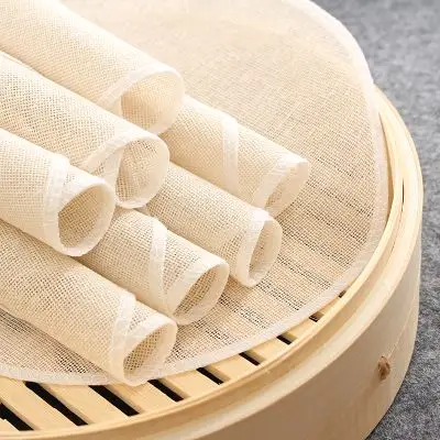 家用纯棉加密蒸笼布圆形不粘蒸笼垫小笼包蒸布蒸馒头过滤布笼屉布