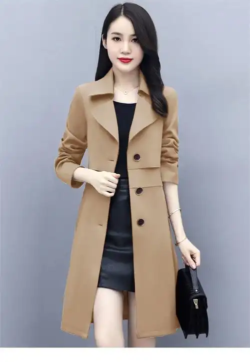 风感大衣中长款女装风衣今年流行外套潮咖啡色有里布xl建议115130斤