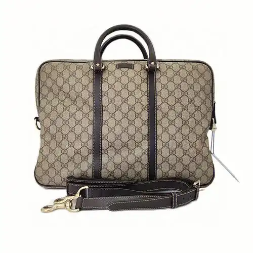 古驰gucci棕色经典双g男士老花商务公文包