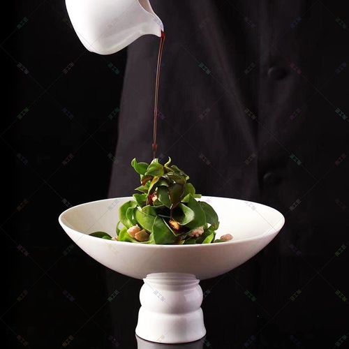 餐厅新款白瓷高脚盘热菜冷菜精致江浙菜特色摆盘创意意境菜摆台