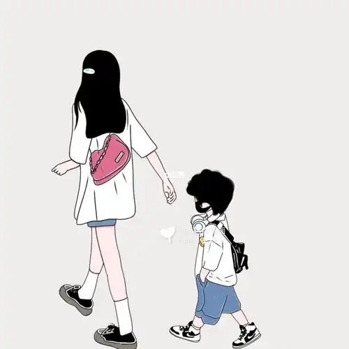 原创手绘亲子头像母子母女兄妹姐弟头像