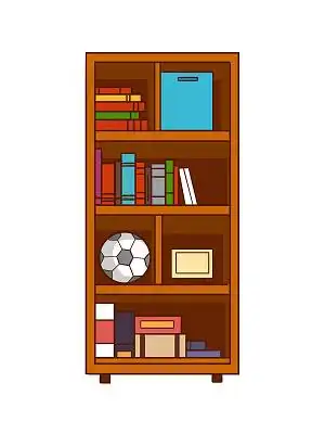 棕色手绘卡通书柜木柜储物柜元素png素材