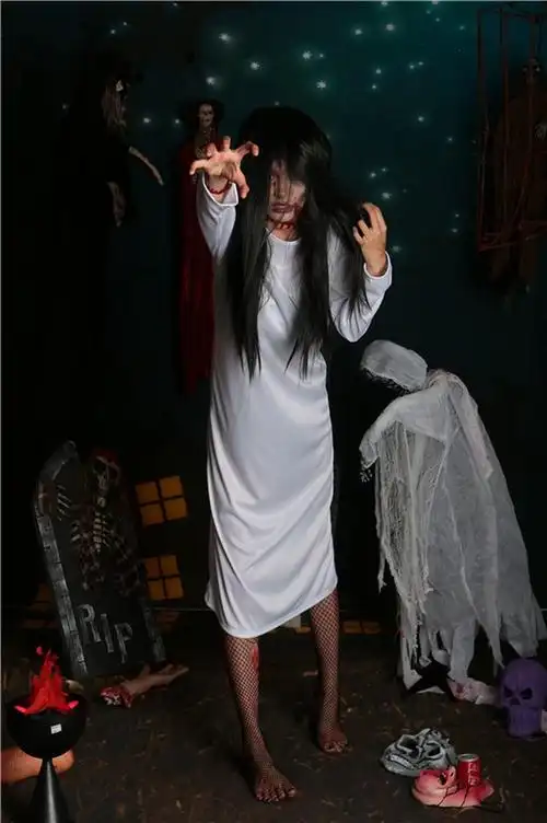 万圣节服装成人女白色红色恐怖吓人cosplay贞子女鬼死神幽灵衣服