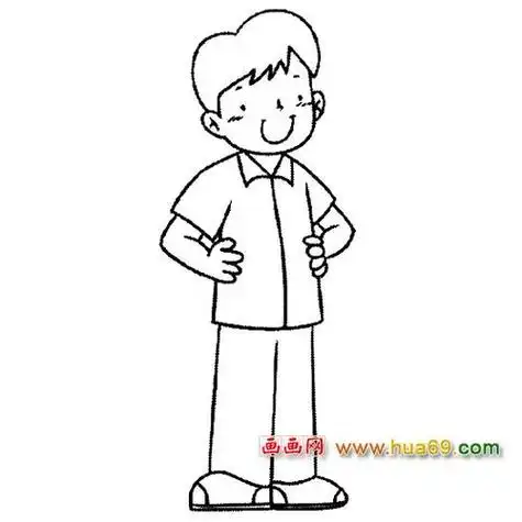 人物简笔画站立的小男孩1
