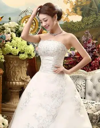 恒源祥抹胸婚纱新娘婚纱裙仙女成人礼中学生长拖尾新款韩式修身显瘦