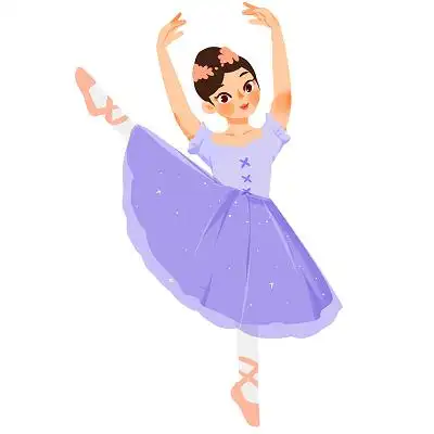 卡通舞蹈插画室内插画舞蹈芭蕾舞女孩舞蹈插画绘画在白色短裙坐在木