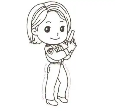 卡通人物简笔画图片大全敬礼的女警察