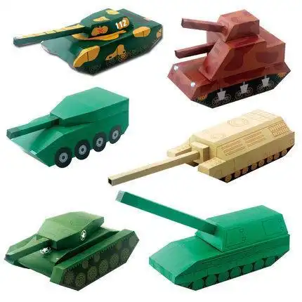 卡通战争武器 坦克 装甲车 3d纸模坦克战车连体折纸 李培珍