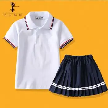 短裙校服两件套功夫蚂蚁女童童休闲上衣百褶裙套装儿童夏季薄款演出服
