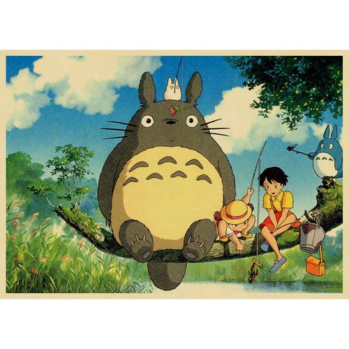 龙猫海报 日本动漫 宫崎骏作品 牛皮纸复古装饰画 动漫儿童