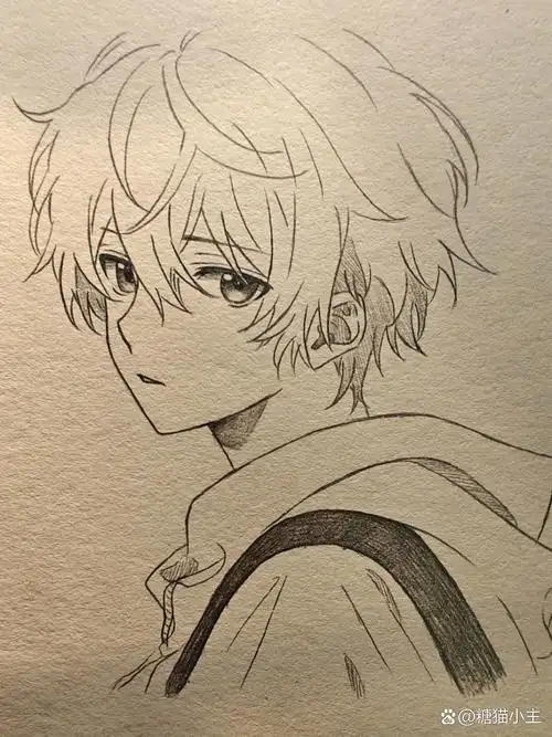动漫男生手绘  #神秘男子 #简洁生动 #情感深度 #故事感 #短发男子