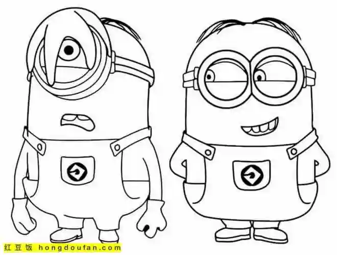 消防队员小黄人丛林野人小黄人卡通涂色图片-红豆饭小学生简笔画大全