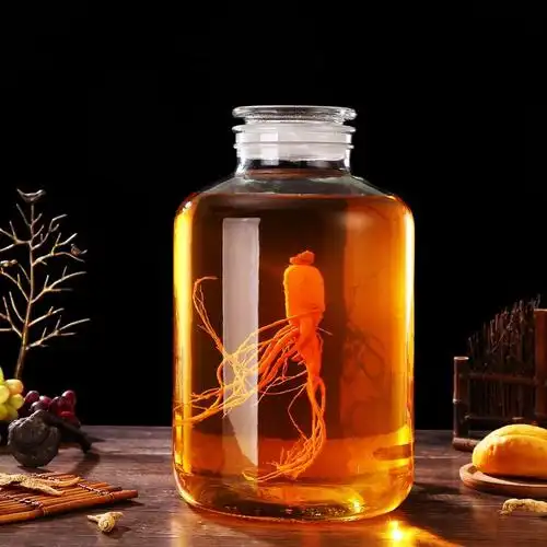 酒瓶加厚泡药广口磨砂瓶无铅玻璃大容量自酿葡萄密封罐