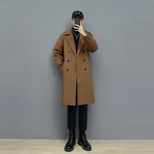 小红网红ace潮男穿搭店铺改造毛呢休闲帅气毛呢大衣