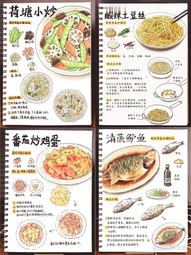 暑期居家手绘食谱:午晚餐搭配指南 969315【手绘食谱,家常美味