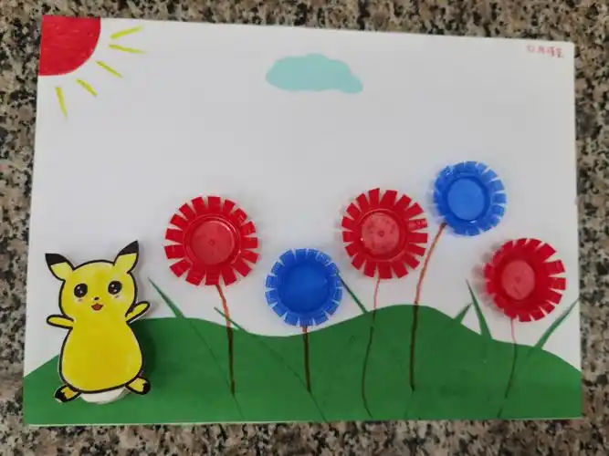 手工《有趣的瓶盖》二年级