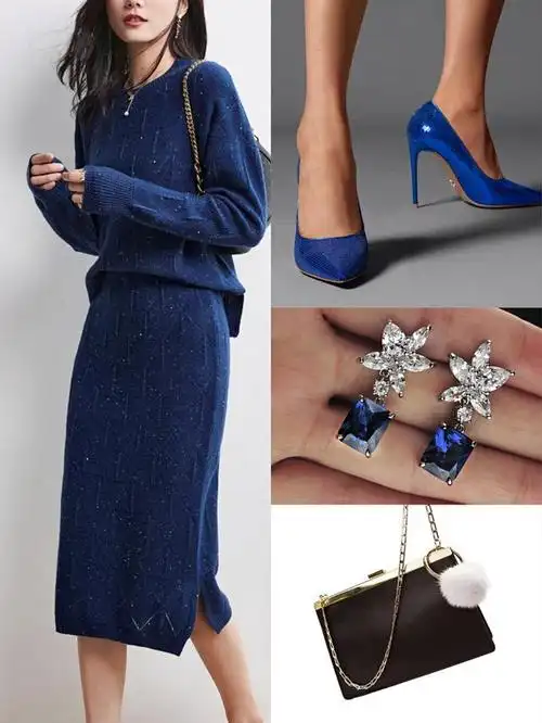 如果有双"三高"的宝蓝色高跟鞋要怎么搭配外套,裙子,裤子