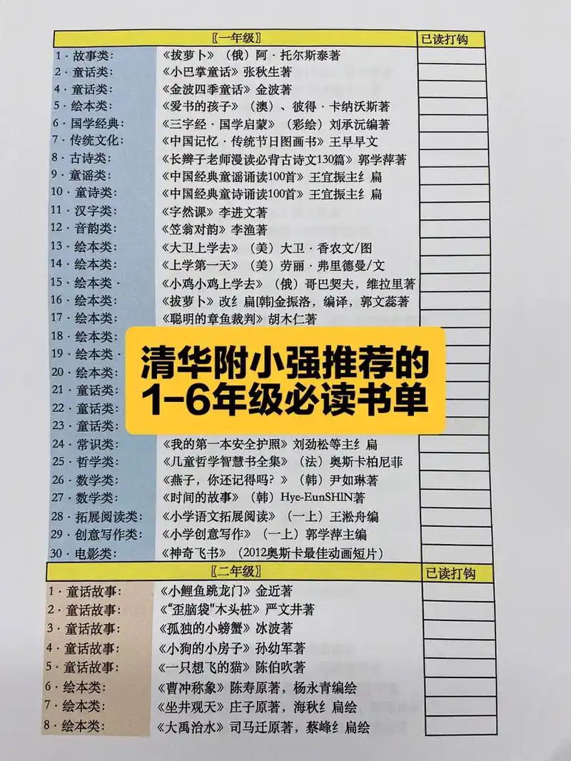 海淀老师传的清华附小必看书单!