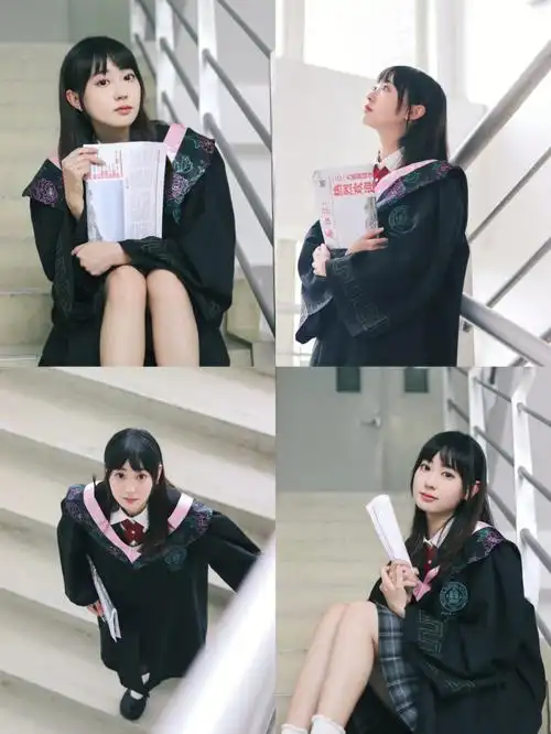 学士服拍照好喜欢这组在楼梯拍的毕业照