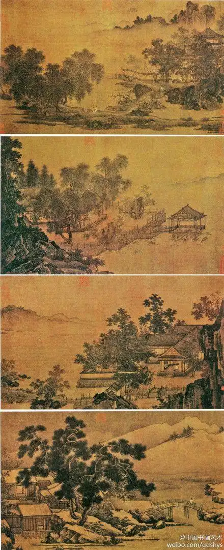 山水画# 南宋 刘松年《四景山水图》-.