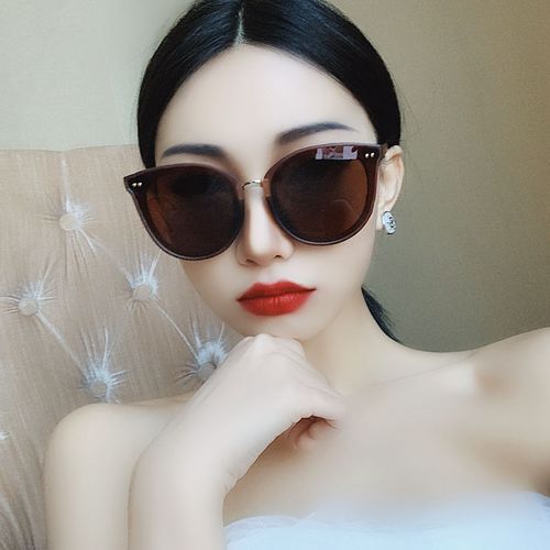 磨砂质感哑光茶色偏光墨镜女士ins韩版潮圆框大脸太阳镜网红眼镜