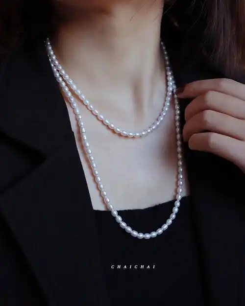 天然珍珠项链多种佩戴14k包金颈链小众设计长款毛衣链女轻奢气质