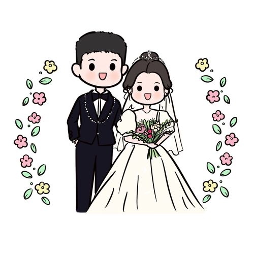 手绘婚纱照头像定制漫画形象设计婚礼请帖定制手绘真人婚纱立牌