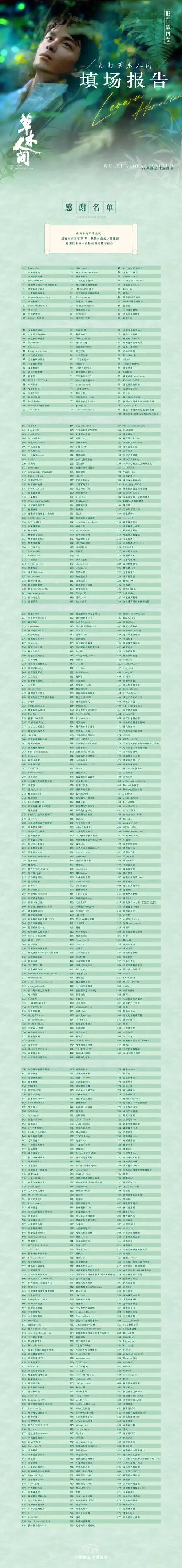 吴磊超话|90@电影草木人间·填场应援报告    滴水虽未及海洋浩瀚