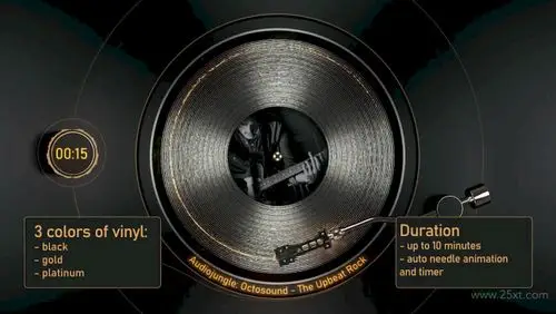 黑胶唱片机效果的音乐歌曲视频封面ae模板