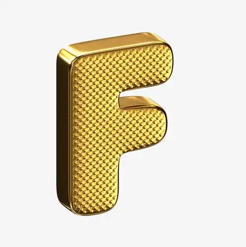 彩色字母金色金属质感立体艺术字母f