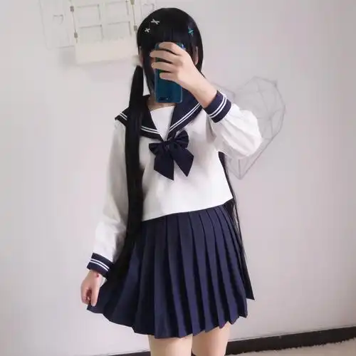 jk制服裙长_原创白二本基础款jk制服学生校班服长短袖水手服学院风中