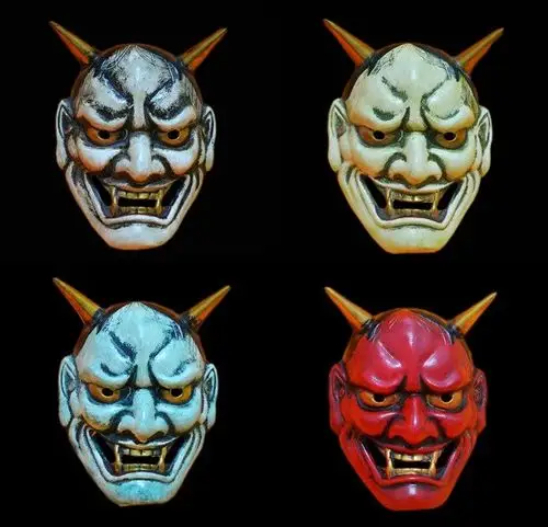 树脂珍藏版cosplay演出万圣节般若面具日本佛教鬼首面具 小号树脂白色