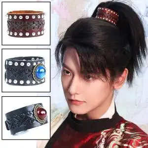 古风汉服男头饰束发发饰影视古装男子皮质头冠男女发冠日常简约