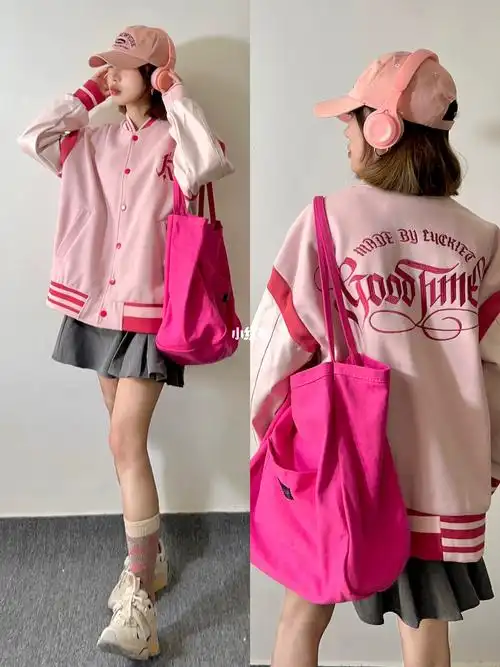 棒球服搭配百褶裙太好看了