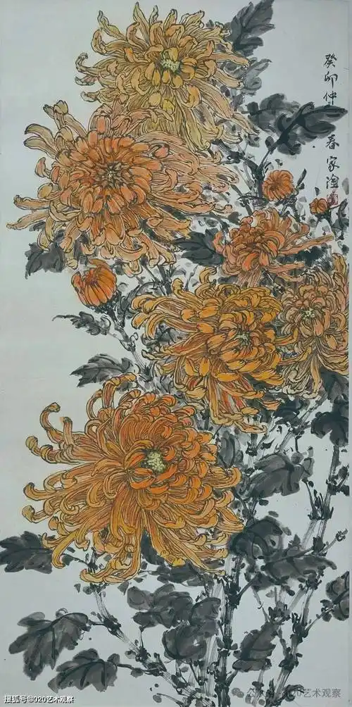 黎家淦 金花灿灿 100cm×50cm 中国画陈伟刚 早春 68cm×46cm 中国