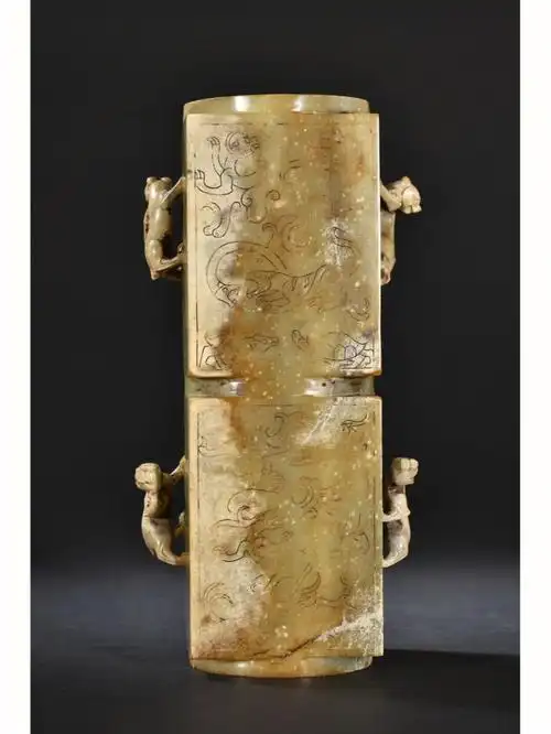 汉代高古玉螭龙大玉琮