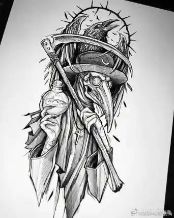 今日纹身图案分享哥特风纹身#纹身分享##纹身设计##暗黑纹身手稿