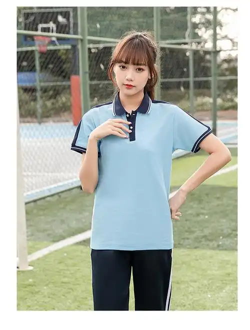 班服高中学院风夏季学生短袖短裤校服套装生t恤中学生运动服8816蓝色