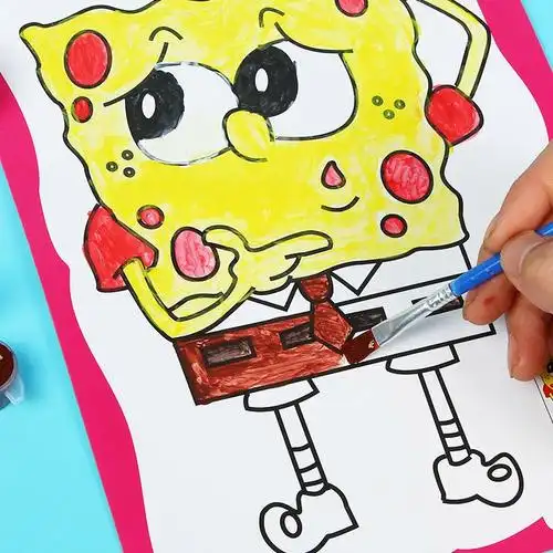 体验装7张2排颜料1色盘儿童填色水彩画颜料画套装diy手工涂色画卡幼儿