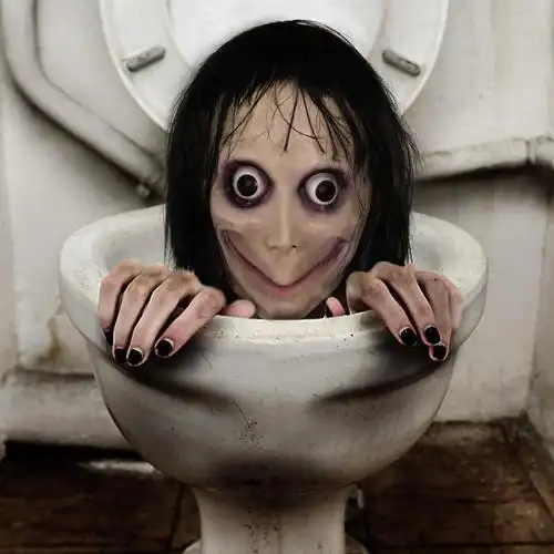 momo面具 姑获鸟面具 万圣节女鬼假发面具恐怖长发女鬼面具