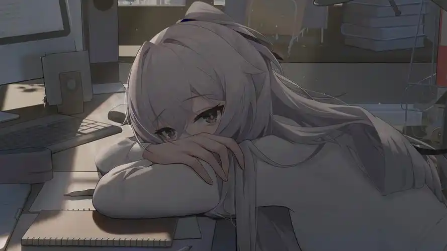 趴在桌上的女孩崩坏3布洛妮娅动漫壁纸