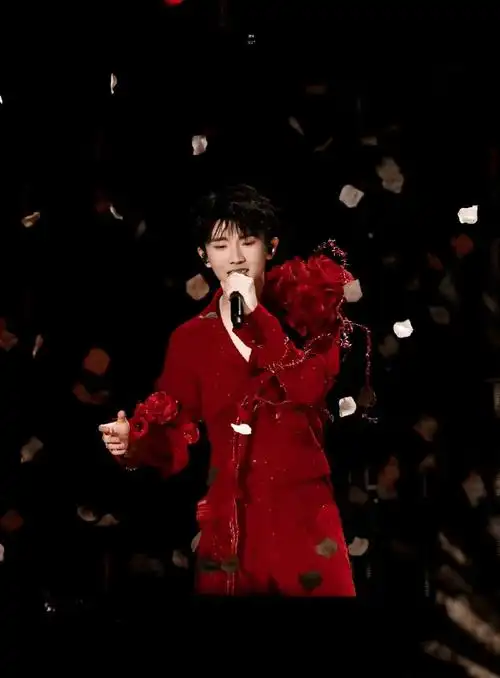 马嘉祺演唱会造型分享,红色与玫瑰的碰撞神秘且有魅力,满满的氛围感