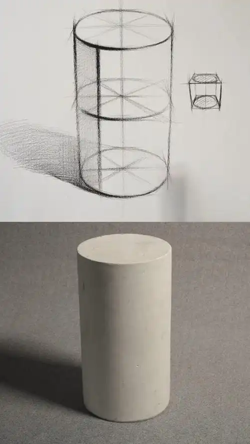 素描几何体 圆柱体#画画