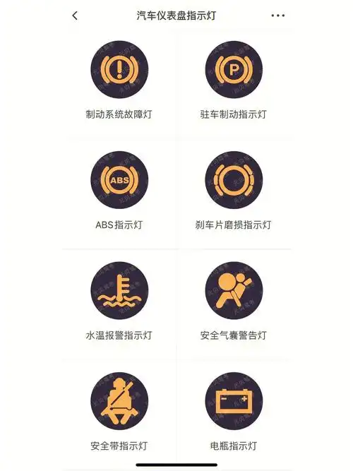 科目一汽车仪表盘指示灯合集