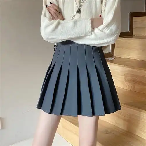 (今日5折).百褶半身裙女港味复古chic裙子学院风半身裙设计感小众温柔