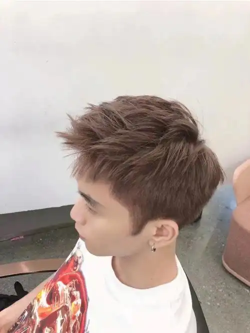 到最后会带一些灰调的亚麻色皮肤比较黑的也可以染,高级显白#男生发色