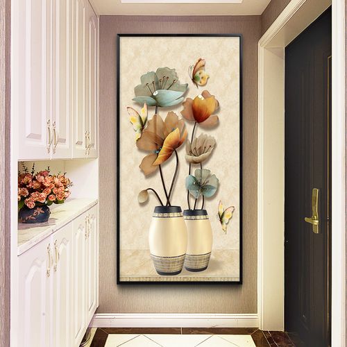 入户玄关装饰画竖版现代简约过道楼梯墙壁画北欧进门挂画