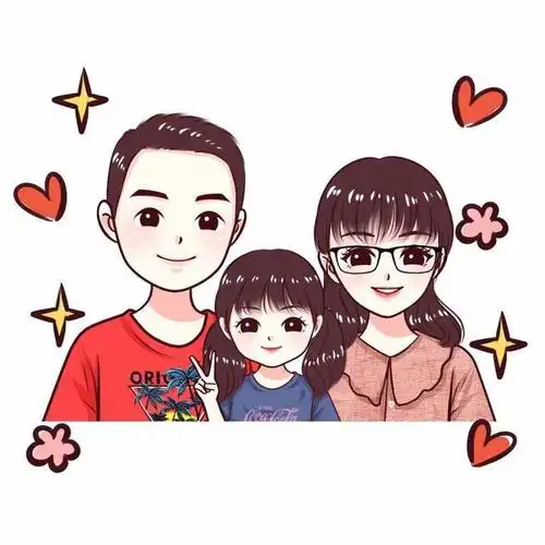 手绘头像,幸福家庭亲子微信头像,你会喜欢吗?