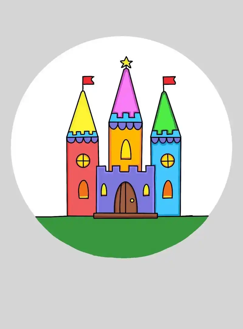 简单又可爱一学就会的城堡儿童画教程 - 抖音